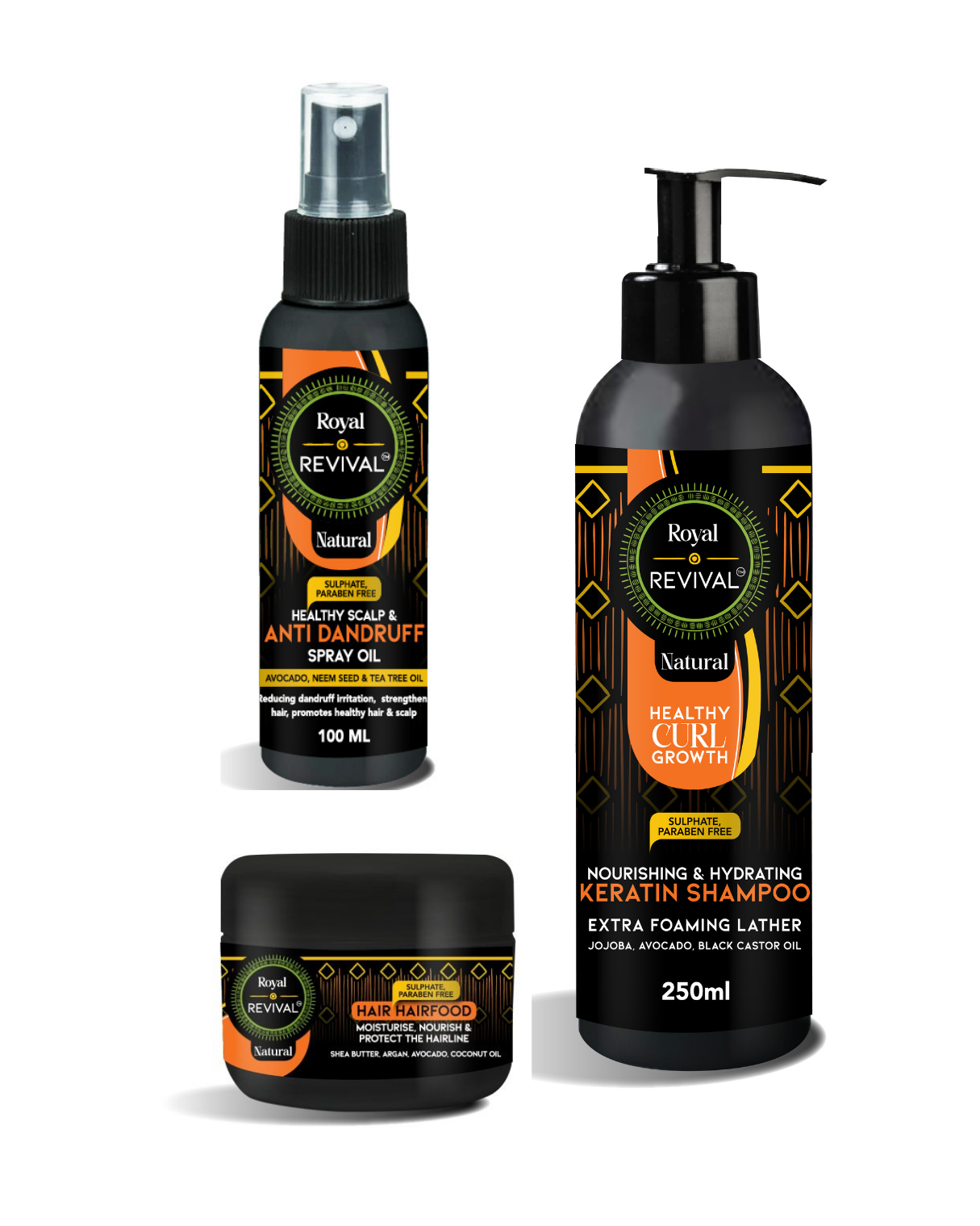 Healthy Curl Growth | Combo Anti Dandruff Oil, Citrus Hairfood , Keratin Shampoo for Children | 100, 250,125 ML